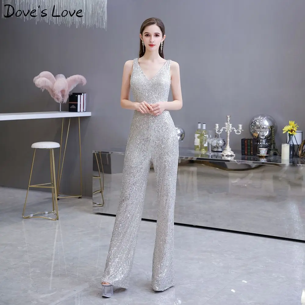 Silver/Black Sequins Sexy Empire Dinner Party Dresses 2020 Backless Jumpsuit Formal Sleeveless Pants Suit Evening Dress Pants
Silver/Black Sequins Sexy Empire Dinner Party Dresses 2020 Backless Jumpsuit Formal Sleeveless Pants Suit Evening Dress Pants