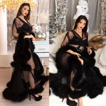 Black Bridal Sleepwear with Fur Party Sleepwear Bathrobe Night Dress Sexy Illusion Womens Designer Pyjamas Femme Lingerie
Black Bridal Sleepwear with Fur Party Sleepwear Bathrobe Night Dress Sexy Illusion Womens Designer Pyjamas Femme Lingerie