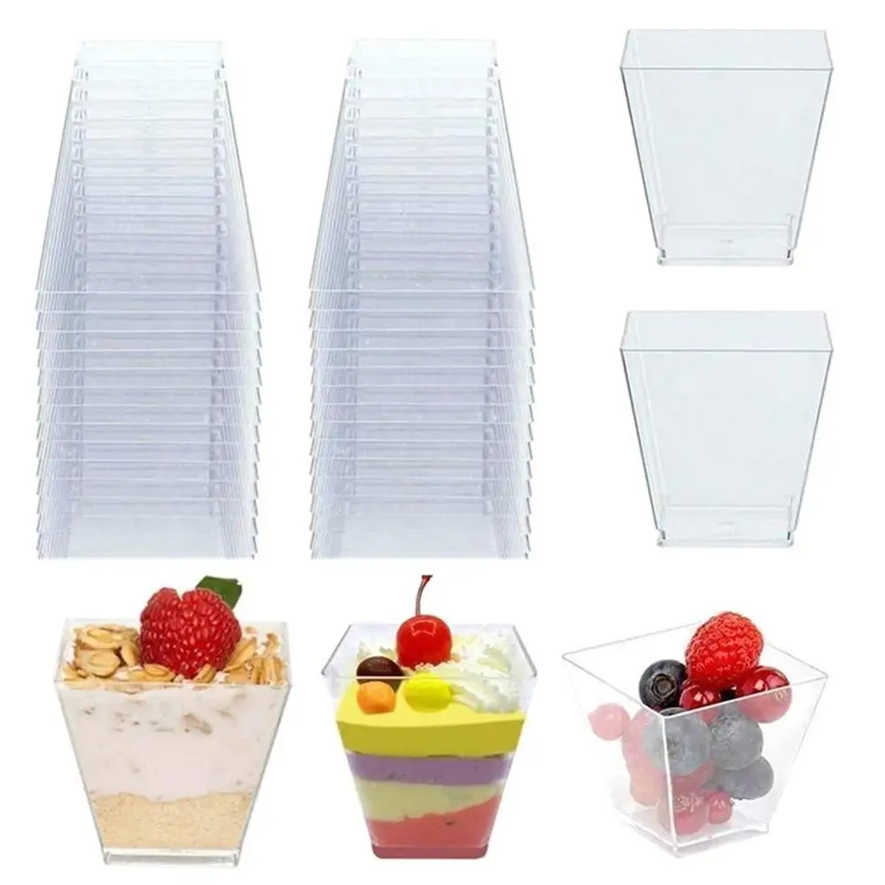 50pcs Disposable Plastic Cups Clear Portion Transparent Trapezoidal Food Container 60ml for Jelly Yogurt Mousses Dessert Baking
50pcs Disposable Plastic Cups Clear Portion Transparent Trapezoidal Food Container 60ml for Jelly Yogurt Mousses Dessert Baking