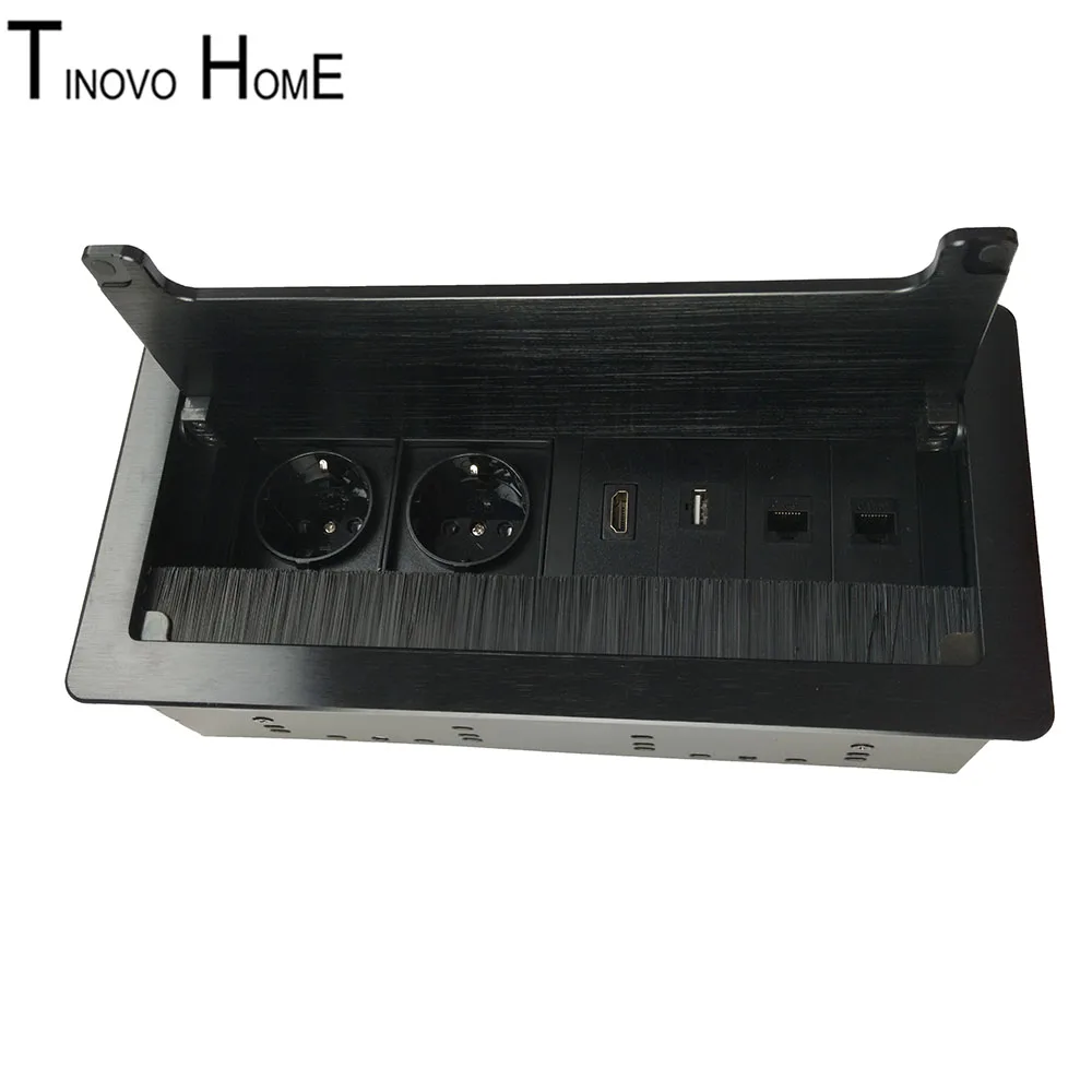 Office conference desktop socket / 2 European standard power HDMI RJ45 USB VGA network socket box aluminum alloy drawing outlet
Office conference desktop socket / 2 European standard power HDMI RJ45 USB VGA network socket box aluminum alloy drawing outlet