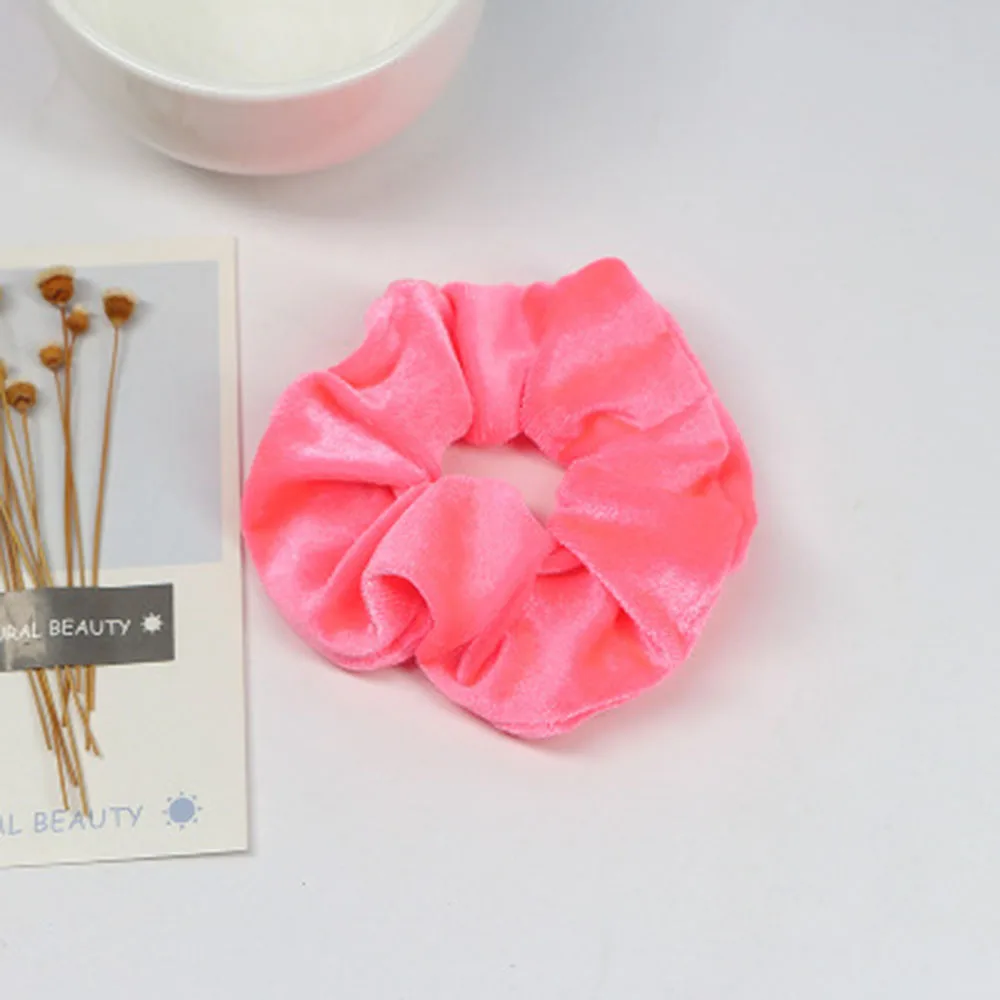 1/5PC Women Flannel Scrunchies Elastic Hair Ties Girl Solid Color Ponytail Holders Fluorescent Color Bright Women Hair Acces