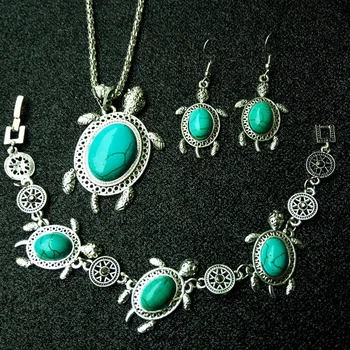 Turquoise Retro Tortoise Jewelry Sets Pendant Earring Bracelet 925 Silver Necklace Fashion Charm Amulet for Men Women Lucky Gift 
Turquoise Retro Tortoise Jewelry Sets Pendant Earring Bracelet 925 Silver Necklace Fashion Charm Amulet for Men Women Lucky Gift