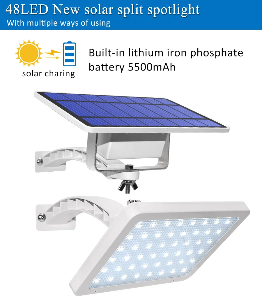 800lm Solar Lamp 48 Leds Solar Light With Adjustable Lighting Angle Security Lighting For Outdoor Garden Wall Yard Night Light
800lm Solar Lamp 48 Leds Solar Light With Adjustable Lighting Angle Security Lighting For Outdoor Garden Wall Yard Night Light