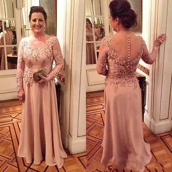 Plus Size Mother Of The Bride Dresses A-line Long Sleeves Chiffon Lace Pearls Long Evening Dress Groom Mother Dress For Wedding
Plus Size Mother Of The Bride Dresses A-line Long Sleeves Chiffon Lace Pearls Long Evening Dress Groom Mother Dress For Wedding