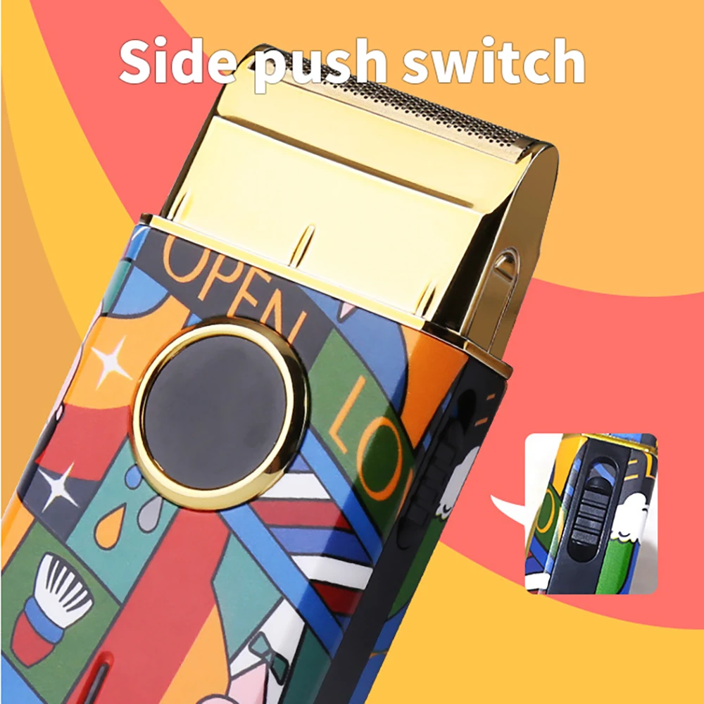Km-Rs7098 Professional Shaver Retro Graffiti Pattern Foil Electric Head Shaving Machine Rotary Motor Men Razor No Washing
Km-Rs7098 Professional Shaver Retro Graffiti Pattern Foil Electric Head Shaving Machine Rotary Motor Men Razor No Washing