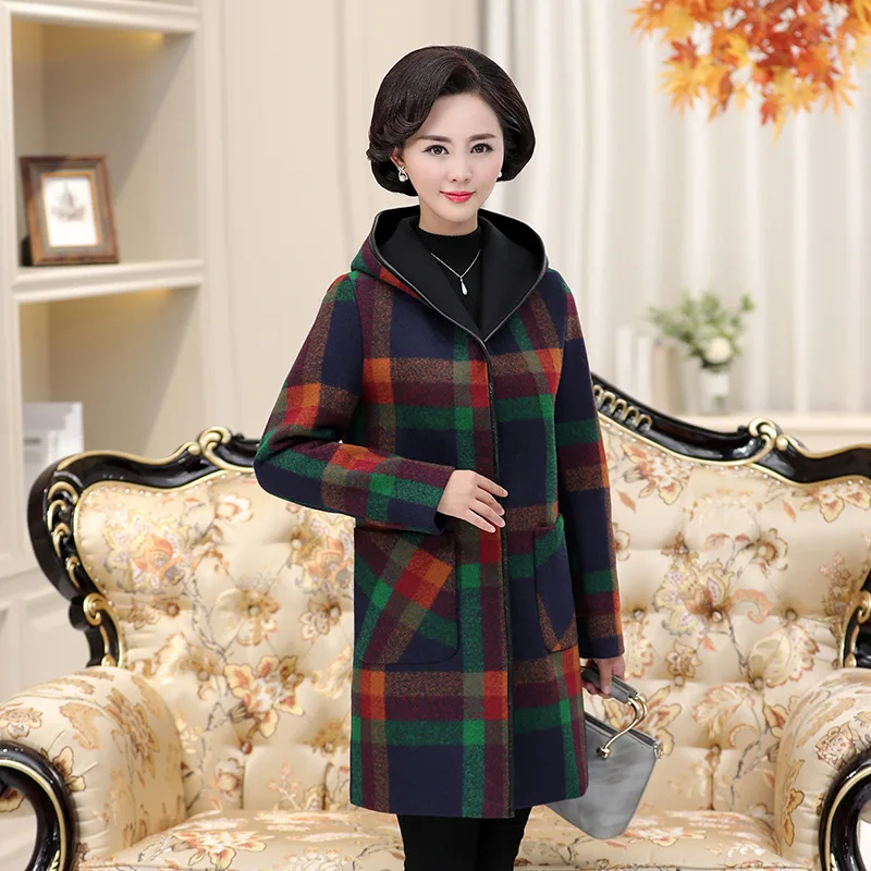 2018 New Style Middle-aged Female Autumn Woolen Overcoat Middle-aged Women Dress Woolen Jacket Large Size 50-Year-Old Plaid Mid-
2018 New Style Middle-aged Female Autumn Woolen Overcoat Middle-aged Women Dress Woolen Jacket Large Size 50-Year-Old Plaid Mid-