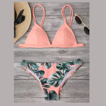 2020 new bikini express green leaf print swimsuit two piece split swimsuit 
2020 new bikini express green leaf print swimsuit two piece split swimsuit