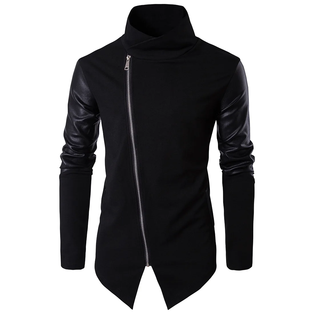 Fall and Winter 2020 New Fashion Black Leather Patchwork Turtleneck Jacket Coat Male Spring and Autumn Punk Motorcycle Coat Men
Fall and Winter 2020 New Fashion Black Leather Patchwork Turtleneck Jacket Coat Male Spring and Autumn Punk Motorcycle Coat Men