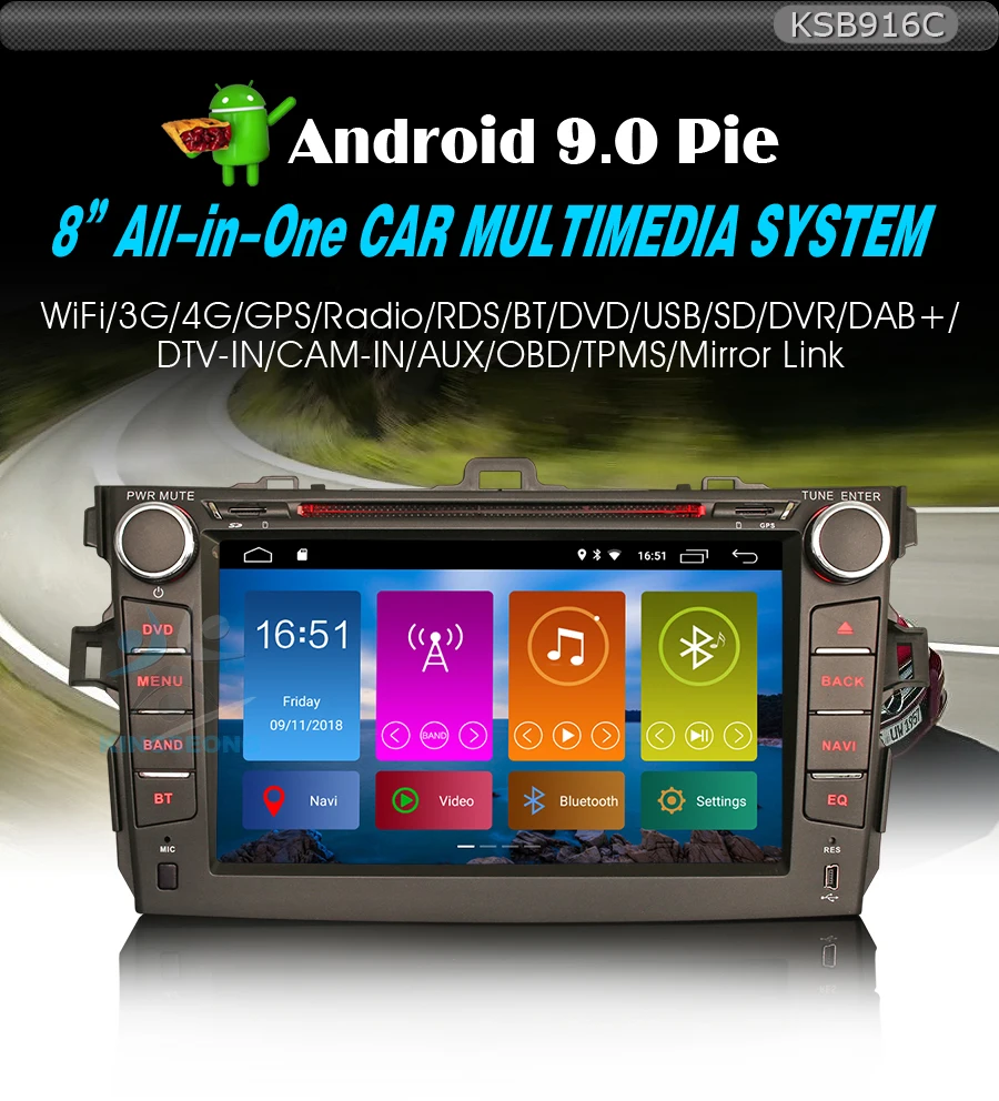 Best 8" DAB+ Autoradio Android 9.0 for Toyota Corolla 2007-2011 Car GPS DVD Stereo Sat Nav Bluetooth MP3 USB Wifi DVB-T2 0 Best 8" DAB+ Autoradio Android 9.0 for Toyota Corolla 2007-2011 Car GPS DVD Stereo Sat Nav Bluetooth MP3 USB Wifi DVB-T2 0