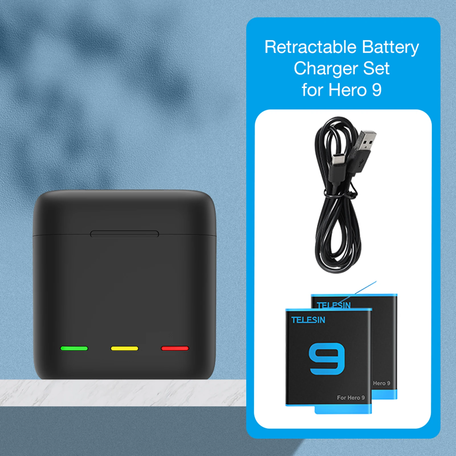 Тройной Батарея Зарядное устройство для экшн-камеры GoPro Hero 9 контейнер под