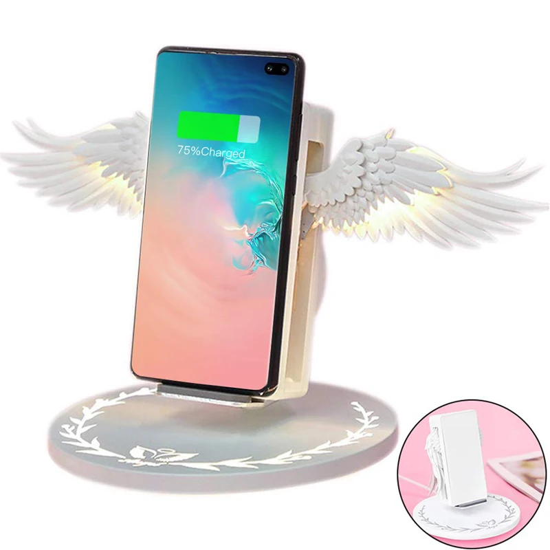 Fast Wireless Charger Angel Wings Automatically Turn on LED Lighting for Home Wireless Charging Devices for Apple Huawei Samsung
Fast Wireless Charger Angel Wings Automatically Turn on LED Lighting for Home Wireless Charging Devices for Apple Huawei Samsung