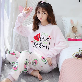Pajamas women winter flannel long-sleeved thickening plus velvet coral fleece cute autumn and winter home service suit women
Pajamas women winter flannel long-sleeved thickening plus velvet coral fleece cute autumn and winter home service suit women