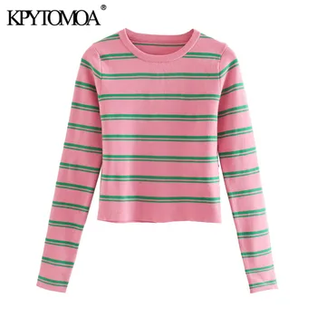 KPYTOMOA Women 2020 Fashion Striped Fitted Cropped Knitted Sweater Vintage O Neck Long Sleeve Female Pullovers Chic Tops
KPYTOMOA Women 2020 Fashion Striped Fitted Cropped Knitted Sweater Vintage O Neck Long Sleeve Female Pullovers Chic Tops