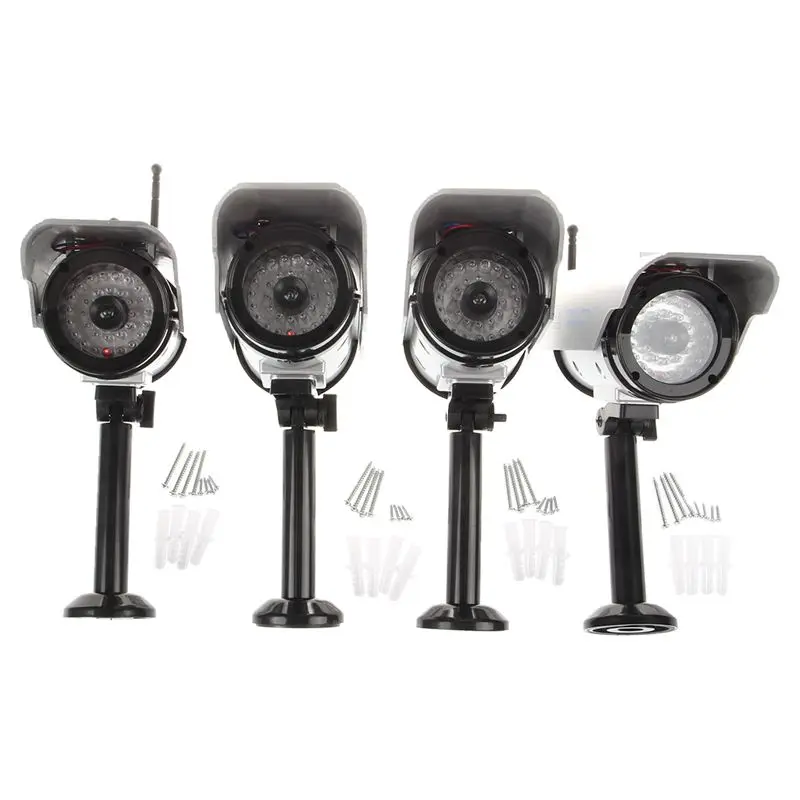 4 x Solar Dummy Wireless Dummy Security Camera Powered IR LED lamp outdoor CCTV IP camera for safety in garden shed loading Sil
4 x Solar Dummy Wireless Dummy Security Camera Powered IR LED lamp outdoor CCTV IP camera for safety in garden shed loading Sil
