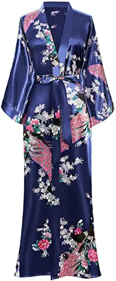 

Халат женский длинный из искусственного шелка с карманами, пикантный Свадебный халат для невесты и подружки невесты, халат-кимоно, ночнушка большого размера