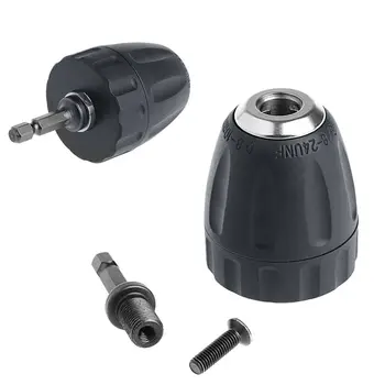 0.8-10mm Keyless Drill Chuck Converter 3/8 24UNF W/ 1/4 Hex Shank Adaptor KIT
