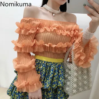 Nomikuma Korean Chiffon Slash Neck Blouse Shirt Pleated Ruffle Patchwork Long Sleeve Blusas Mujer De Moda 2020 New Arrival 6A090
Nomikuma Korean Chiffon Slash Neck Blouse Shirt Pleated Ruffle Patchwork Long Sleeve Blusas Mujer De Moda 2020 New Arrival 6A090