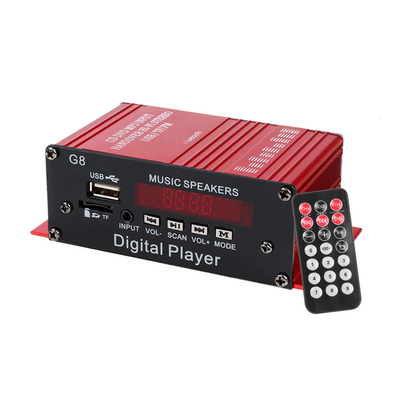 Mini Car Amplifier 2 Channel HIFI Audio Power Amplifier Bluetooth Stereo Car Theater Amp with FM Radio USB/TF/AUX
Mini Car Amplifier 2 Channel HIFI Audio Power Amplifier Bluetooth Stereo Car Theater Amp with FM Radio USB/TF/AUX