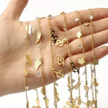 1 meter Gold Color Wire Wrapped Rosary Chain Zircon Flower Brass Necklace Chain for Women Bracelet Diy Jewelry Making Supplies 
1 meter Gold Color Wire Wrapped Rosary Chain Zircon Flower Brass Necklace Chain for Women Bracelet Diy Jewelry Making Supplies