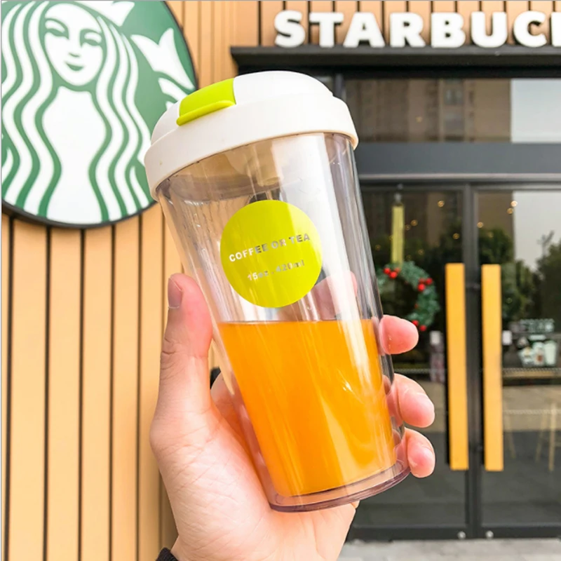 Anti-scald and Drop-resistant Double-layer Coffee Cup Water Cup 320ML/420ML Trend Creative Clamshell Straw Plastic Mugs with Lid
Anti-scald and Drop-resistant Double-layer Coffee Cup Water Cup 320ML/420ML Trend Creative Clamshell Straw Plastic Mugs with Lid