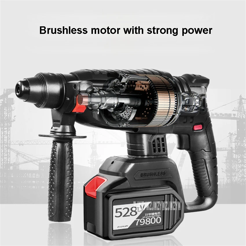 528TV Multifunctional Electric Hammer Industrial Brushless Hammer Drill Lithium Electric Drill DC24V 110-220V/50HZ 6200rpm 26mm
528TV Multifunctional Electric Hammer Industrial Brushless Hammer Drill Lithium Electric Drill DC24V 110-220V/50HZ 6200rpm 26mm