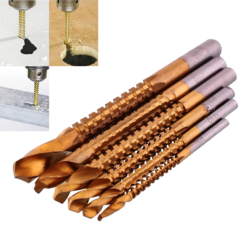 Coated HSS Drill Bits for Woodworking 6pc Titanium Coated Drill Chisel Tools for Carpenter Father 3-8mm Bit Wood
Coated HSS Drill Bits for Woodworking 6pc Titanium Coated Drill Chisel Tools for Carpenter Father 3-8mm Bit Wood
