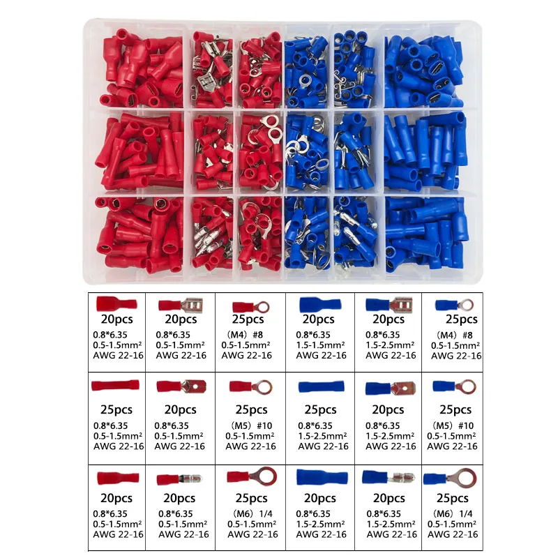 Pipe Insulation Crimping Terminal Insulation Ring Terminal Plug Lug 2.8 4.8 6.3 Connector Block 9 Kinds Boxed
Pipe Insulation Crimping Terminal Insulation Ring Terminal Plug Lug 2.8 4.8 6.3 Connector Block 9 Kinds Boxed