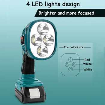 12W LED Lamp Work Light Flashlight work For Makita 14.4-18v Li-ion Battery,with 4LED Lights design high quality Outdoor Lighting
12W LED Lamp Work Light Flashlight work For Makita 14.4-18v Li-ion Battery,with 4LED Lights design high quality Outdoor Lighting