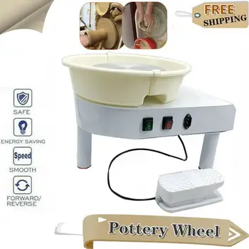

Electric Pottery Forming Machine 25cm Molding Ceramic Pottery Wheel with Tray Foot Pedal 350W Art Craft DIY Clay Tools Mold Work