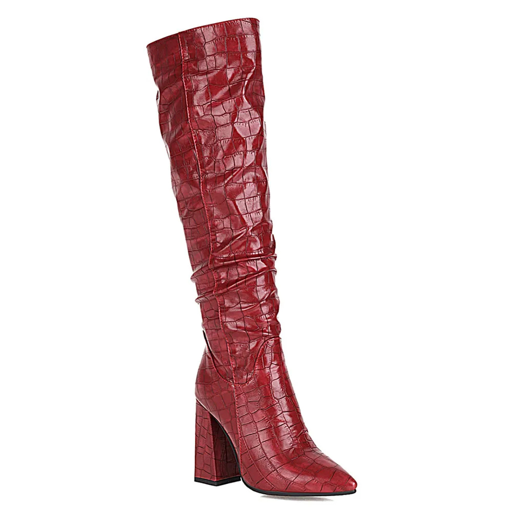 Stone Pattern Super High Thick Heel Pointed Toe Knee-Length Boots Street Trend Check Pattern Set Foot Simple Long Tube Shoes
Stone Pattern Super High Thick Heel Pointed Toe Knee-Length Boots Street Trend Check Pattern Set Foot Simple Long Tube Shoes