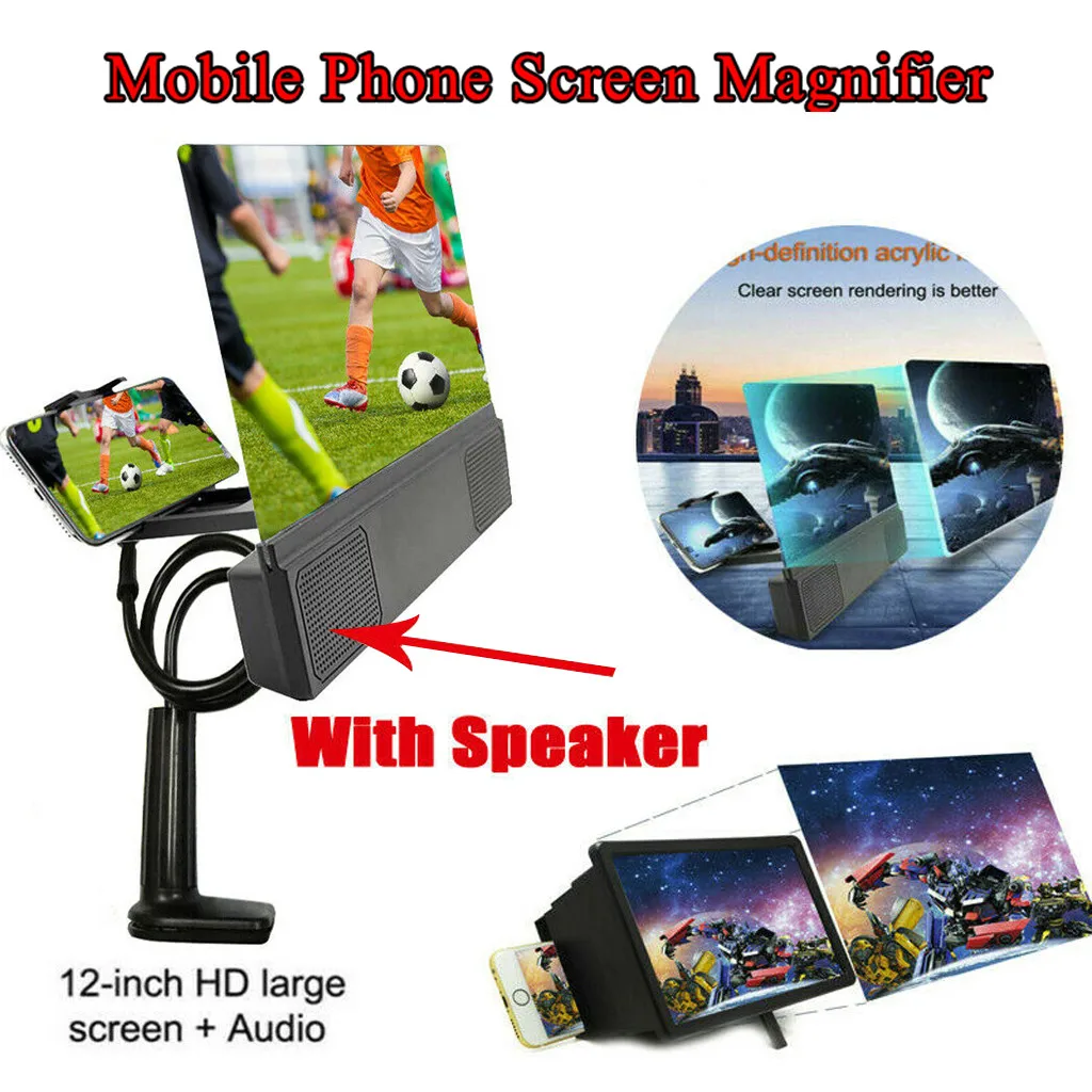 Mobile Phone HD Projection 12 Inch Screen Magnifier Bracket Enlarge with Speaker convenient Universal Phone screen magnifier
Mobile Phone HD Projection 12 Inch Screen Magnifier Bracket Enlarge with Speaker convenient Universal Phone screen magnifier