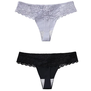 

3 pcs Panties Women Sexy Lace Lce Silk G-String Invisible T-back Seamless Underwear Knickers Female Intimate Thongs Plus Size