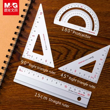 

4pcs/set Aluminum Alloy Ruler Set Student Stationery Ruler 15cm Triangular Ruler Measuring Goniometer Set Of Triangular Rule