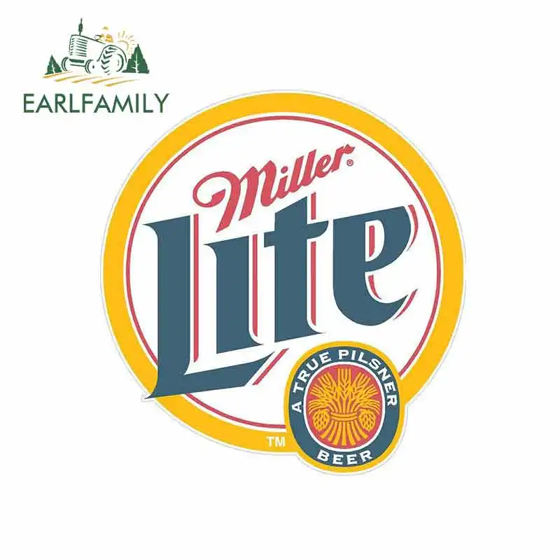 

EARLFAMILY 13cm x 12.3cm for Miller Lite Cornhole Logo Funny Car Stickers Bumper RV VAN Fine Decal JDM Vinyl Car Accessories