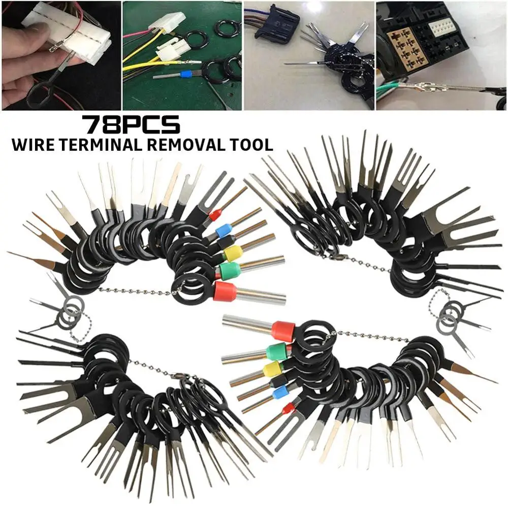 78 pcs/set Car Terminal Removal Tools Car Electrical Wiring Crimp Connector Pin Extractor Kit Auto Car Repair Hand Tool Plug Key
78 pcs/set Car Terminal Removal Tools Car Electrical Wiring Crimp Connector Pin Extractor Kit Auto Car Repair Hand Tool Plug Key