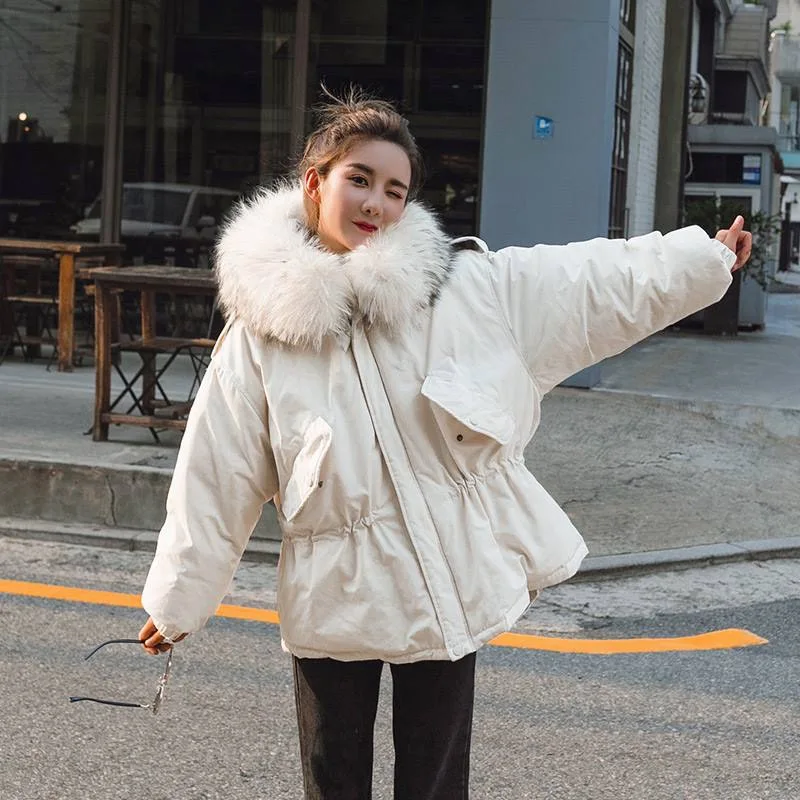 Photo Shoot Main Push CHIC Short-height White Mid-length Hooded Large Fur Collar Drawstring Waist Hugging Workwear Cotton Coat W
Photo Shoot Main Push CHIC Short-height White Mid-length Hooded Large Fur Collar Drawstring Waist Hugging Workwear Cotton Coat W