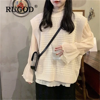 RUGOD 2019 Vintage sleeveless women vest elegant solid round neck knitted pullovers female Harajuku auturm oversized wowan tops
RUGOD 2019 Vintage sleeveless women vest elegant solid round neck knitted pullovers female Harajuku auturm oversized wowan tops