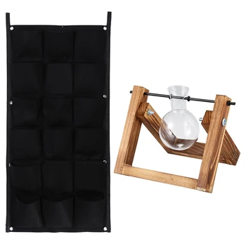 Promotion! 1 Pcs Wooden Stand Transparent Glass Plant Containers Standing Hydroponics Plant Flower Pot & 1 Pcs 18 Pockets Vertic
Promotion! 1 Pcs Wooden Stand Transparent Glass Plant Containers Standing Hydroponics Plant Flower Pot & 1 Pcs 18 Pockets Vertic
