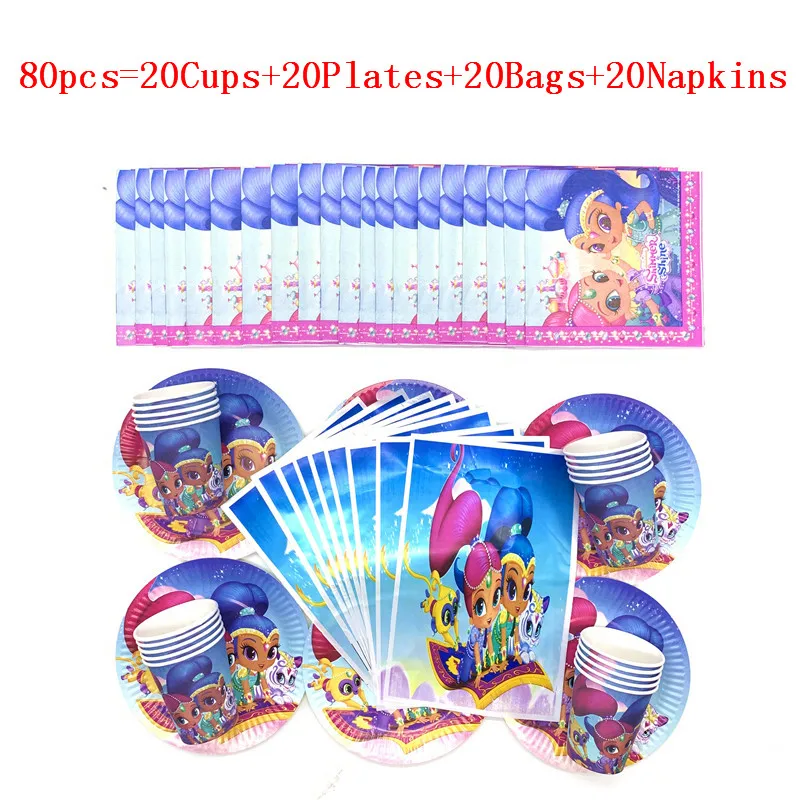 Kid Favors Shimmer Shine Theme 80Pcs/Lot Paper Cup Plate Napkin Birthday Baby Shower Family Party Gift Bag Decoration Supply
Kid Favors Shimmer Shine Theme 80Pcs/Lot Paper Cup Plate Napkin Birthday Baby Shower Family Party Gift Bag Decoration Supply