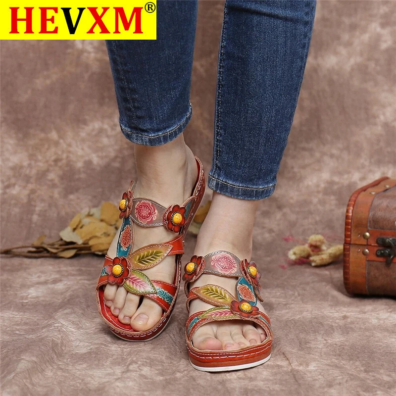 HEVXM/2020 Женские босоножки на платформе Летняя женская обувь ручной работы с