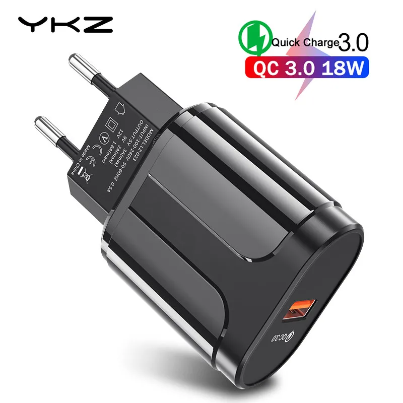 YKZ USB зарядное устройство Quick Charge 3 0 QC3.0 Быстрая зарядка ЕС/штепсельная вилка
