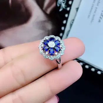 Flower Natural and Real Blue Sapphire Wedding Band women Ring Fine S925 Sterling Silver Ring Marriage Gifts
Flower Natural and Real Blue Sapphire Wedding Band women Ring Fine S925 Sterling Silver Ring Marriage Gifts
