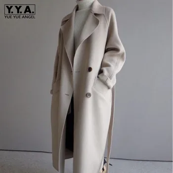 Office Ladies Long Wool Blends Coat Sashes Belted Loose Fit Women Woolen Overcoat Double Breasted Winter Business Outerwear Coat
Office Ladies Long Wool Blends Coat Sashes Belted Loose Fit Women Woolen Overcoat Double Breasted Winter Business Outerwear Coat