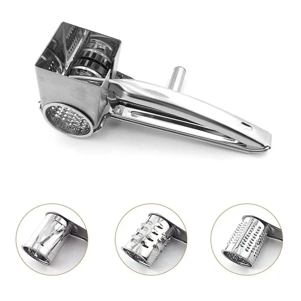Stainless Steel Cheese Cutter Rotary Vegetable Cutter Cylinders 3 Slicer Interchanging Rotary Drums Shredder C7L6
Stainless Steel Cheese Cutter Rotary Vegetable Cutter Cylinders 3 Slicer Interchanging Rotary Drums Shredder C7L6