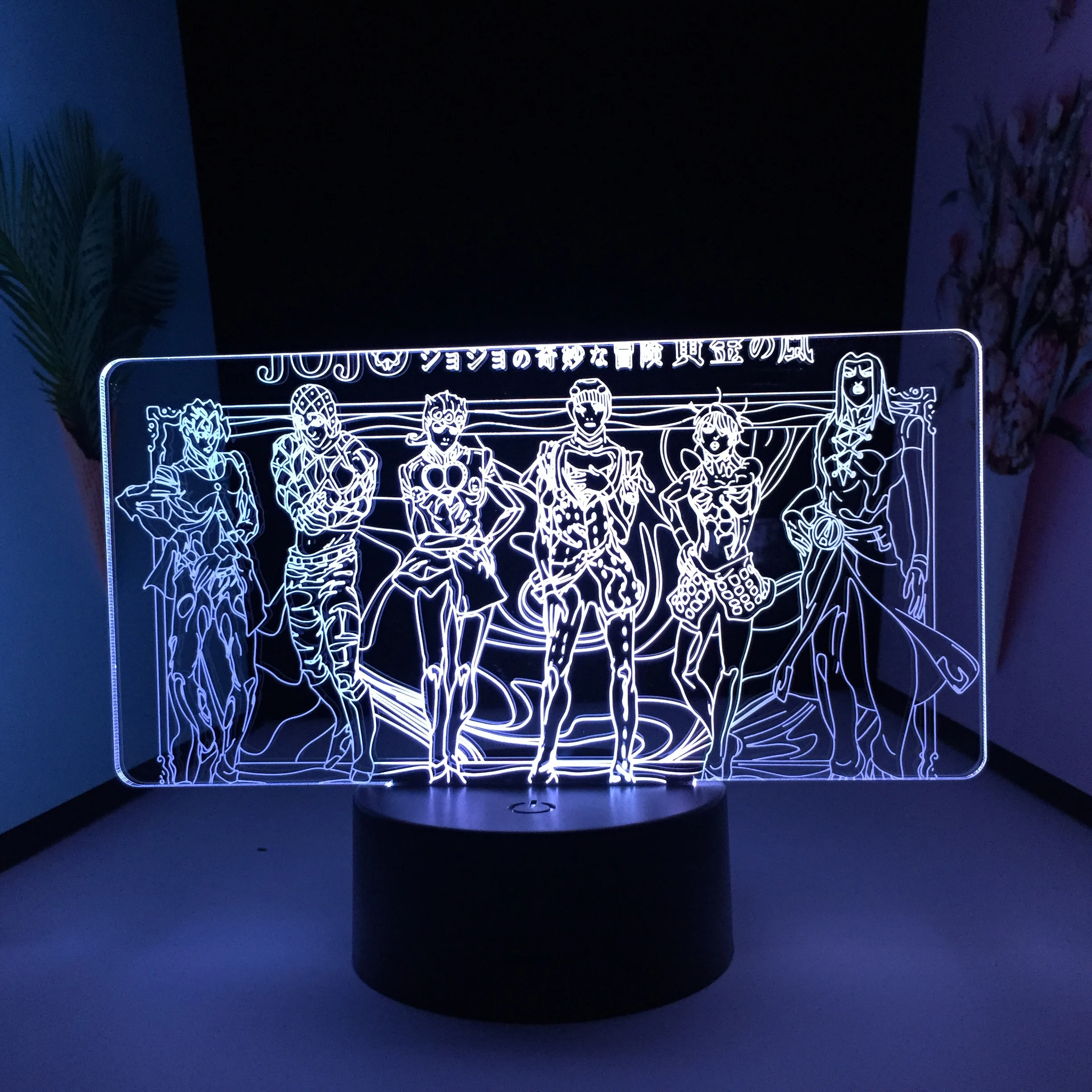 Japanese Anime Character Gathering 3D LED Lamp Visual Illusion Black Base USB Charging Home Decor for Festival Birthday Gifts | Лампы и