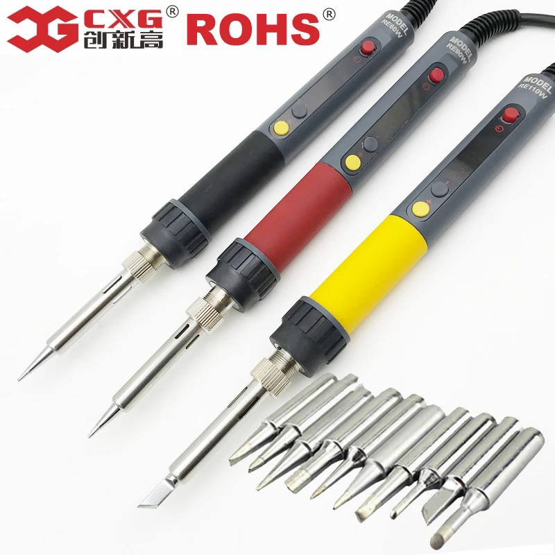 Free shipping CXG ROHS RE60w/90w/110w LCD Temperature Digital LED Adjustable Electric Soldering Iron EU Plug +10pcs solder tips
Free shipping CXG ROHS RE60w/90w/110w LCD Temperature Digital LED Adjustable Electric Soldering Iron EU Plug +10pcs solder tips