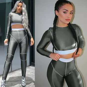 2Pcs Women's Gym Long sleeve Striped Fashion Crop Tops Legging Pants Ladies Outfit Wear Set
2Pcs Women's Gym Long sleeve Striped Fashion Crop Tops Legging Pants Ladies Outfit Wear Set