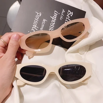 

Oulylan Vintage Small Sunglasses Women Retro Oval Sun Glasses Men Popular Brand Design Black Beige Shades Sunglass UV400