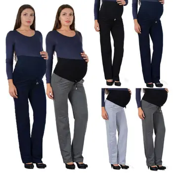 

2020 Maternity Pants Solid Color Casual Lacing Trousers Pregnancy Pants Cotton Soft Over Bump Joggers clothes for pregnant women