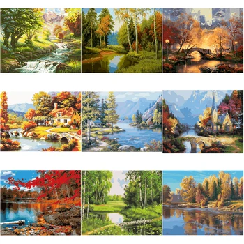 Oil Painting By Number Autumn Landscape HandPainted Kits Drawing Canvas Coloring Pictures Paint Home Decoration
Oil Painting By Number Autumn Landscape HandPainted Kits Drawing Canvas Coloring Pictures Paint Home Decoration